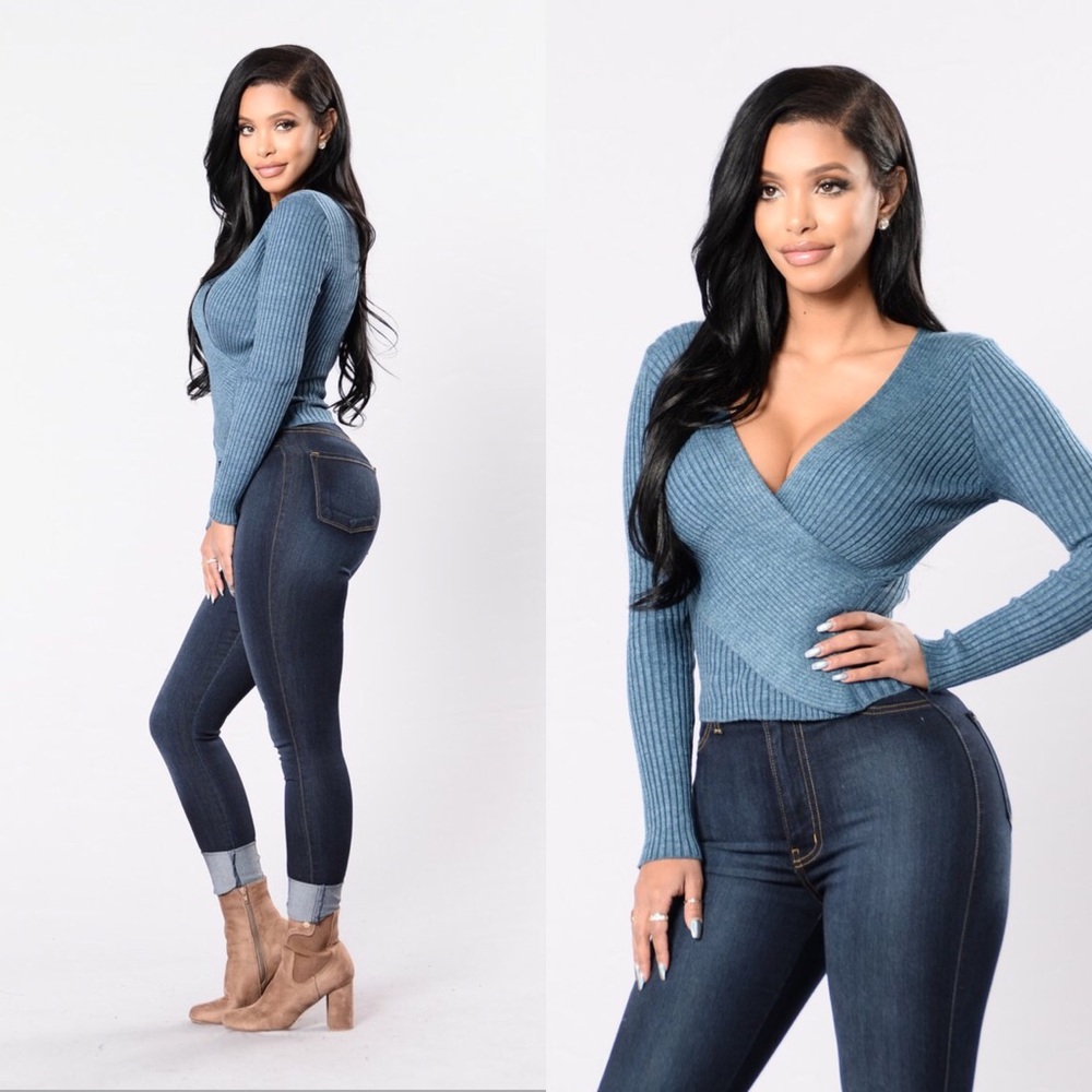 Blue Surplice Sweater Fashion Nova